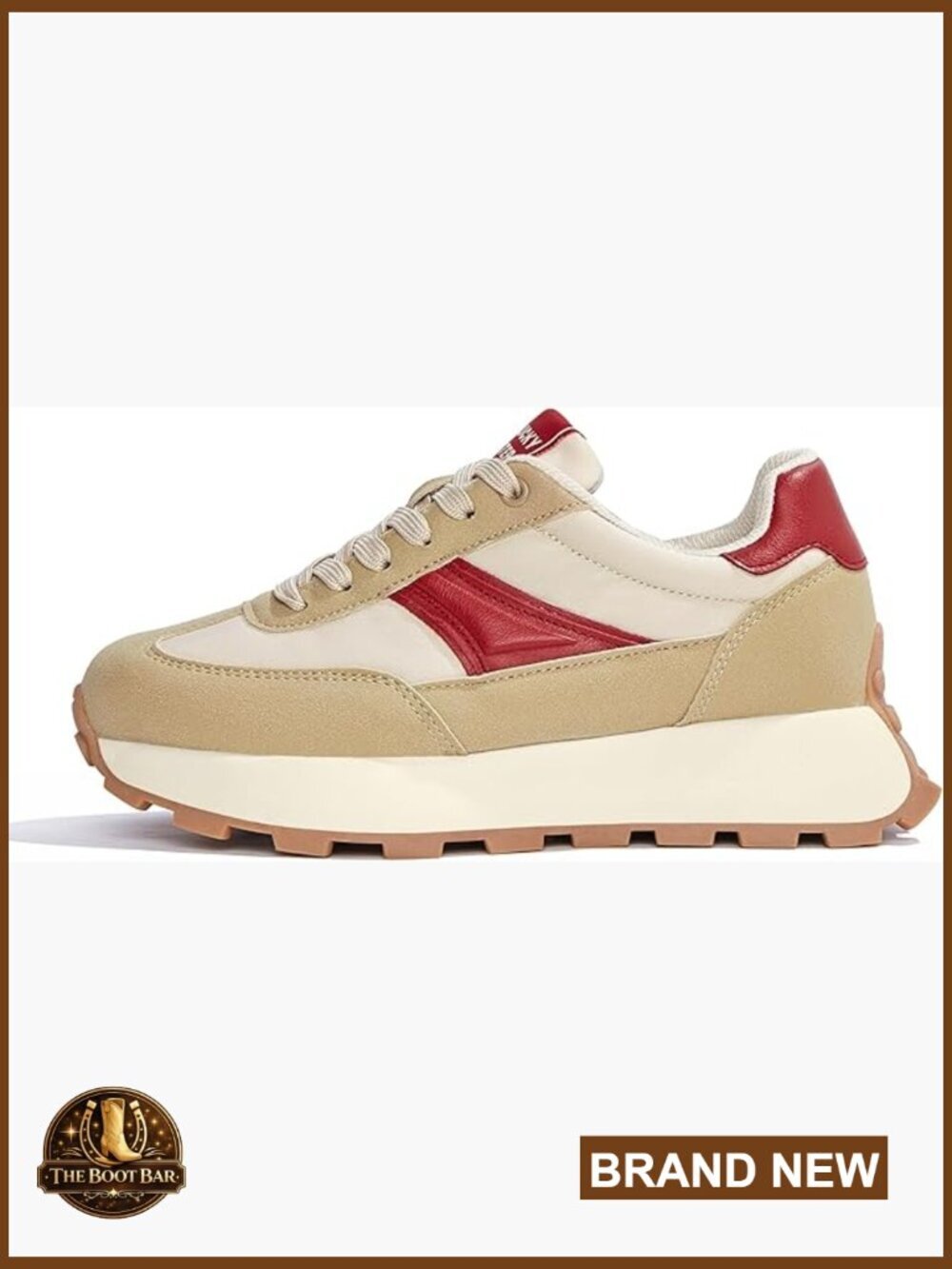 Platform Sneakers with Memory Foam, Lace-Up, Retro Style, Walking Shoes